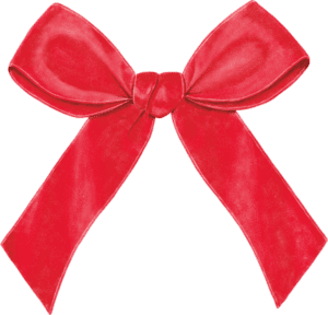 A red bow is tied to the side of a green wall.