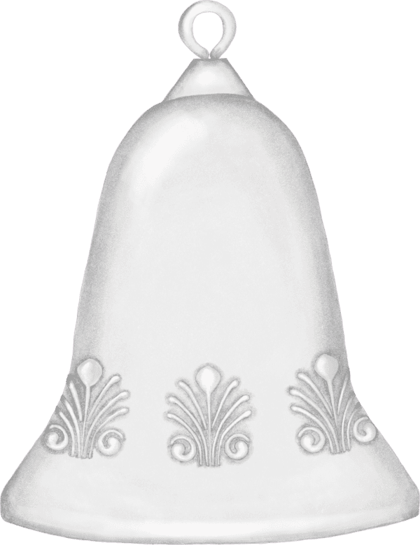 A white bell with a green background