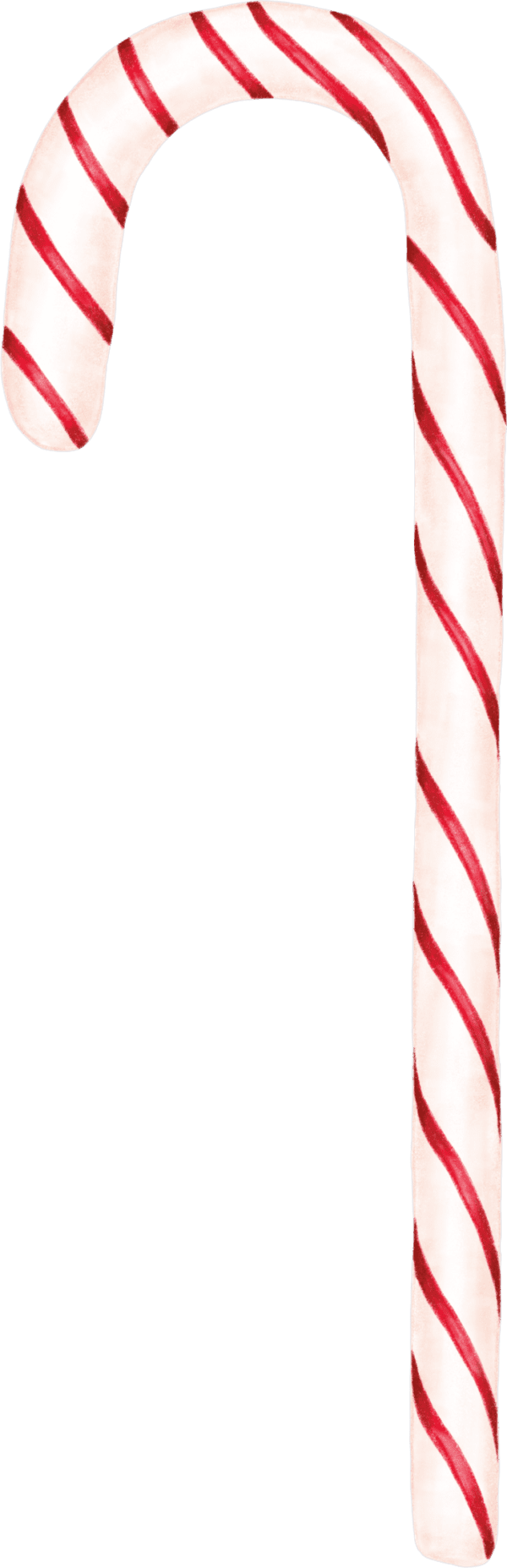 A candy cane with red stripes on it.